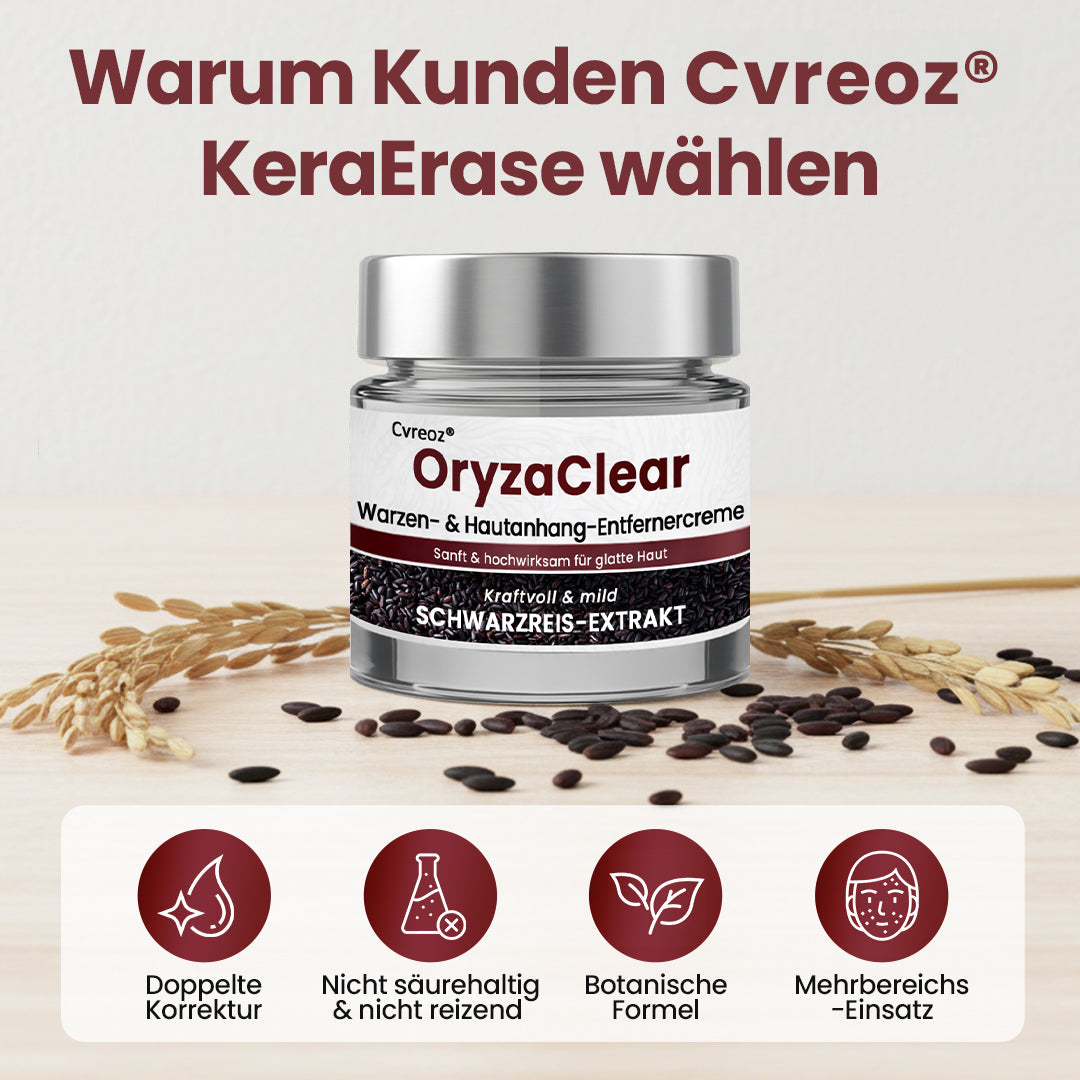⭐ Cvreoz® OryzaClear – Schwarzreis-Extrakt Creme gegen Hautanhänge & raue Stellen – sanft, pflanzlich & sichtbar wirksam