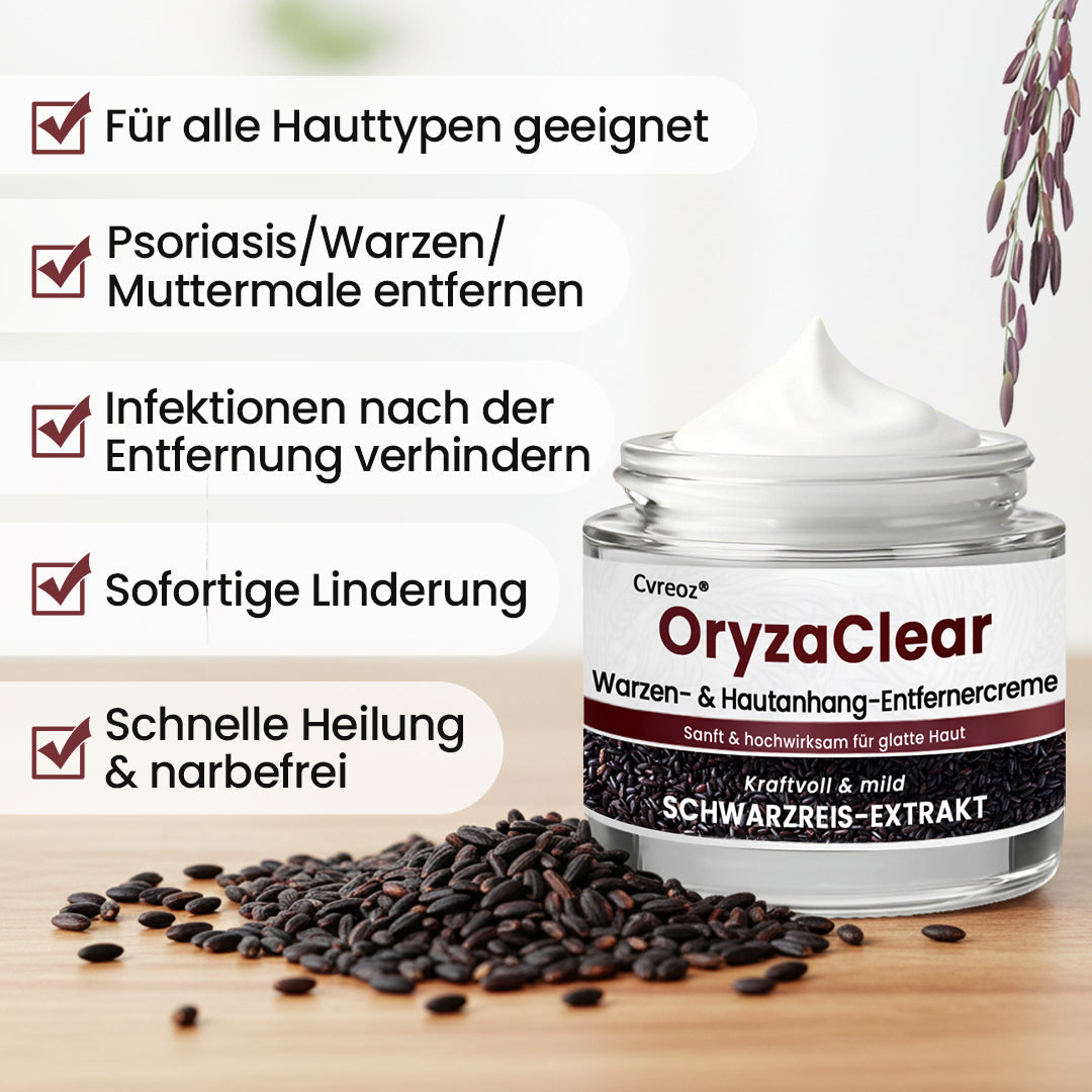 ⭐ Cvreoz® OryzaClear – Schwarzreis-Extrakt Creme gegen Hautanhänge & raue Stellen – sanft, pflanzlich & sichtbar wirksam