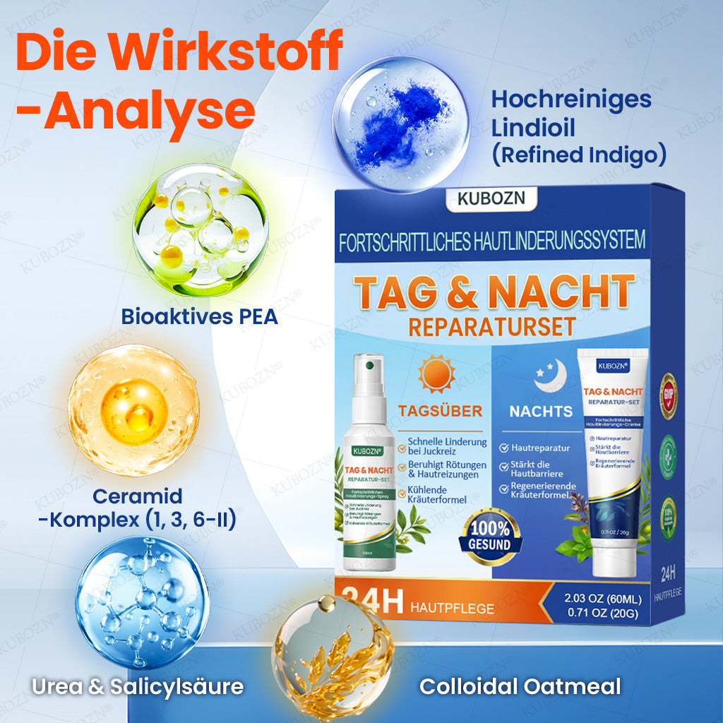KUBOZN® Psoriasis Tag & Nacht System – 100% steroidfrei gegen Schuppen & Plaque (offer)